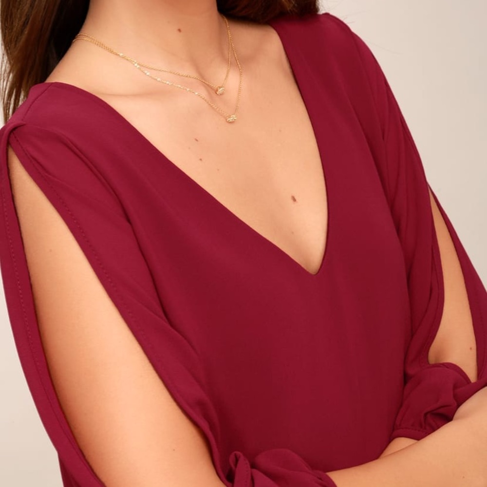 LULUS Shifting Dears Wine Red Long Sleeve Dress - Picture 3 of 8